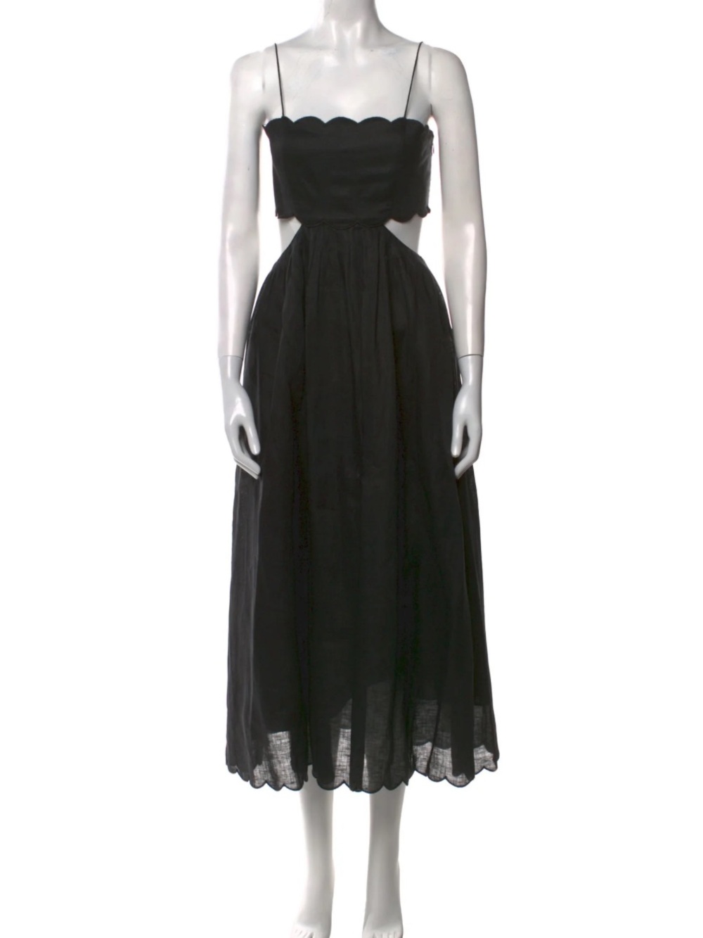 Zimmermann Black Scallop-Edge Midi Dress